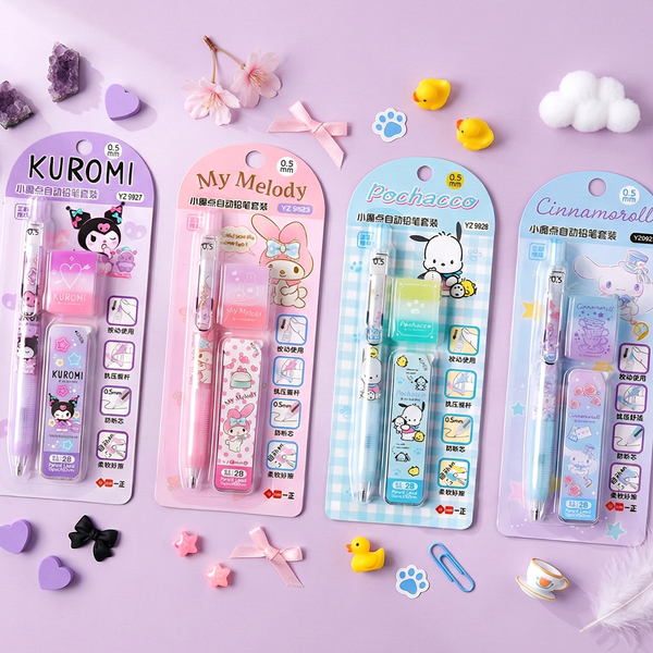 Sanrio Characters Mechanical Pencil Set - Pencil + Refills + Eraser