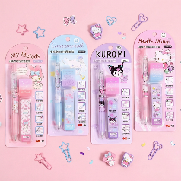 Sanrio Characters Mechanical Pencil Set - Pencil + Refills + Eraser