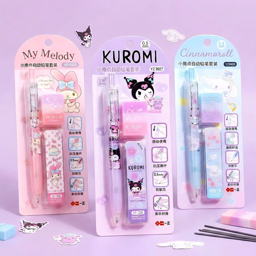 Sanrio Characters Mechanical Pencil Set - Pencil + Refills + Eraser