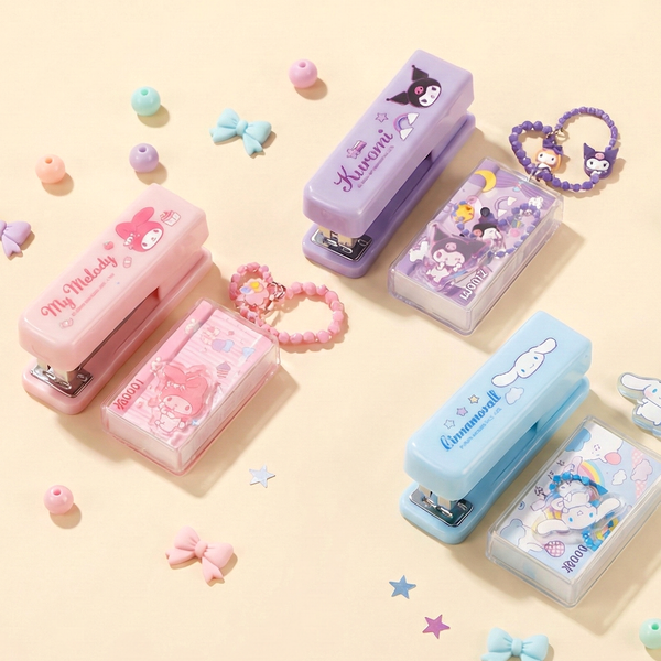 Sanrio Character Stapler with Charm + 100 Refills Set