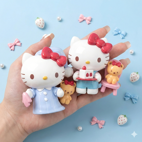 希少レア劇カワ★HELLO KITTY50th限定シークレットフィギュア3点 SANRIO JAPAN ORIGIAL HELLO KITTY 50TH ANNIVERSARY ACRYLIC CHARM