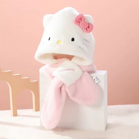 Sanrio Plush Hooded Scarf with Ears - Hello Kitty | Kawaii Pen Shop