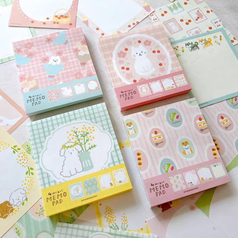Furukawashiko 4 Designs Memo Pad - Fluffy Sakura | Kawaii Pen Shop