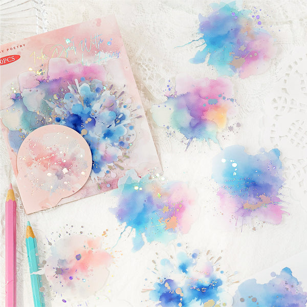 Shimmering Ink Splatter Art Stickers - New Edition