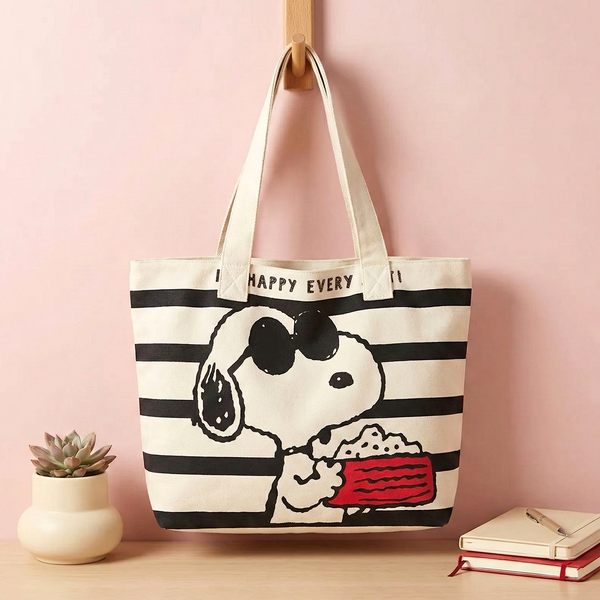 Snoopy Happy Everyday Striped Tote