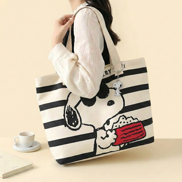 Snoopy Happy Everyday Striped Tote