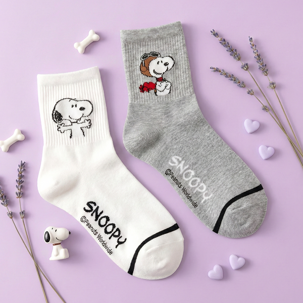 Snoopy Ribbed Crew Socks