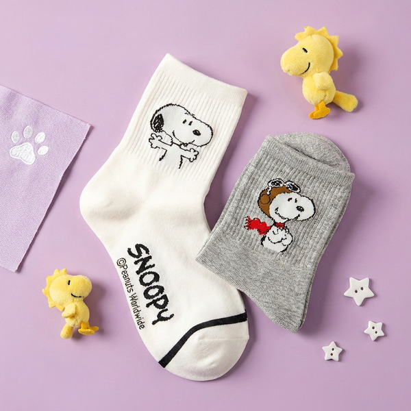 Snoopy Ribbed Crew Socks