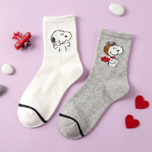 Snoopy Ribbed Crew Socks