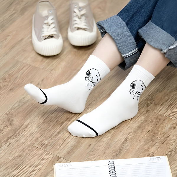 Snoopy Ribbed Crew Socks