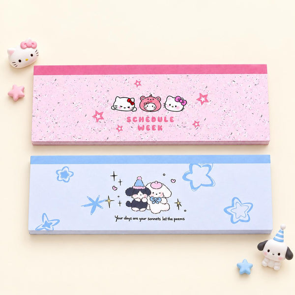 Soft Days Weekly Planner Notepad - Kitty Pink