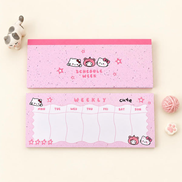 Soft Days Weekly Planner Notepad - Kitty Pink