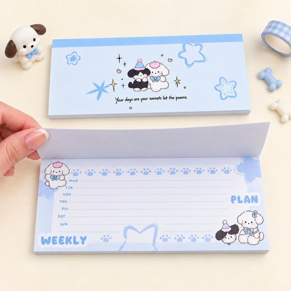 Soft Days Weekly Planner Notepad - Kitty Pink
