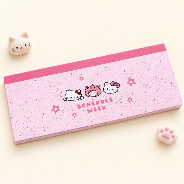 Soft Days Weekly Planner Notepad - Kitty Pink