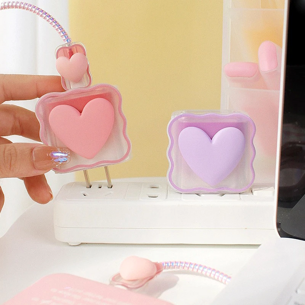 Soft Silicone Harajuku Heart iPhone Charger Case