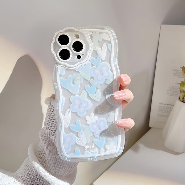 Summer Blues Wavy iPhone Case + Phone Charm