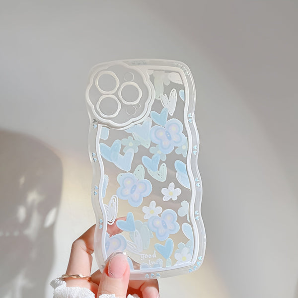 Summer Blues Wavy iPhone Case + Phone Charm