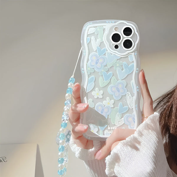 Summer Blues Wavy iPhone Case + Phone Charm