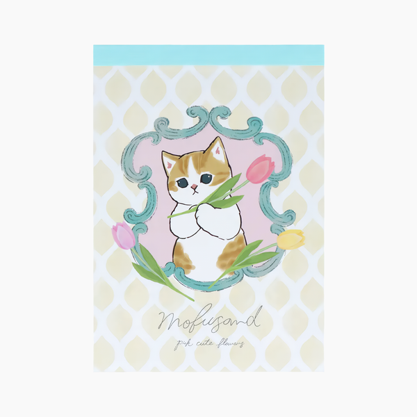 Sun-Star Mofusand Memo Pad - Kitty & Tulips - Limited Edition