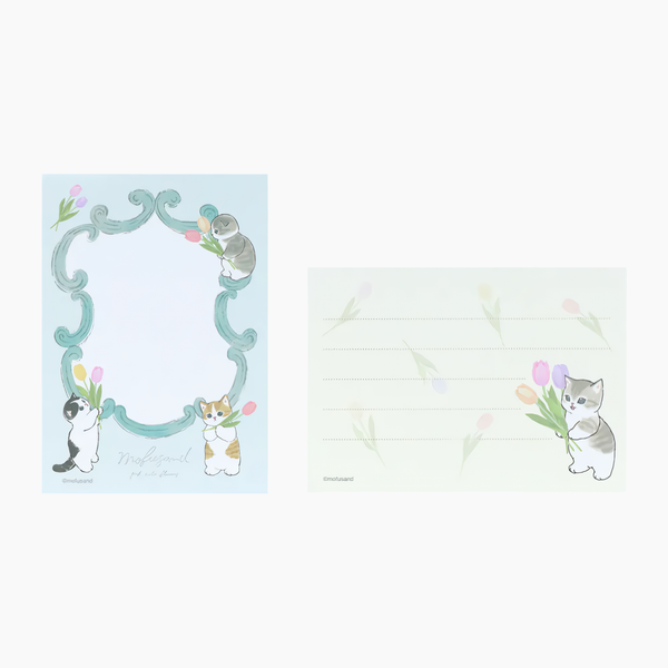 Sun-Star Mofusand Memo Pad - Kitty & Tulips - Limited Edition