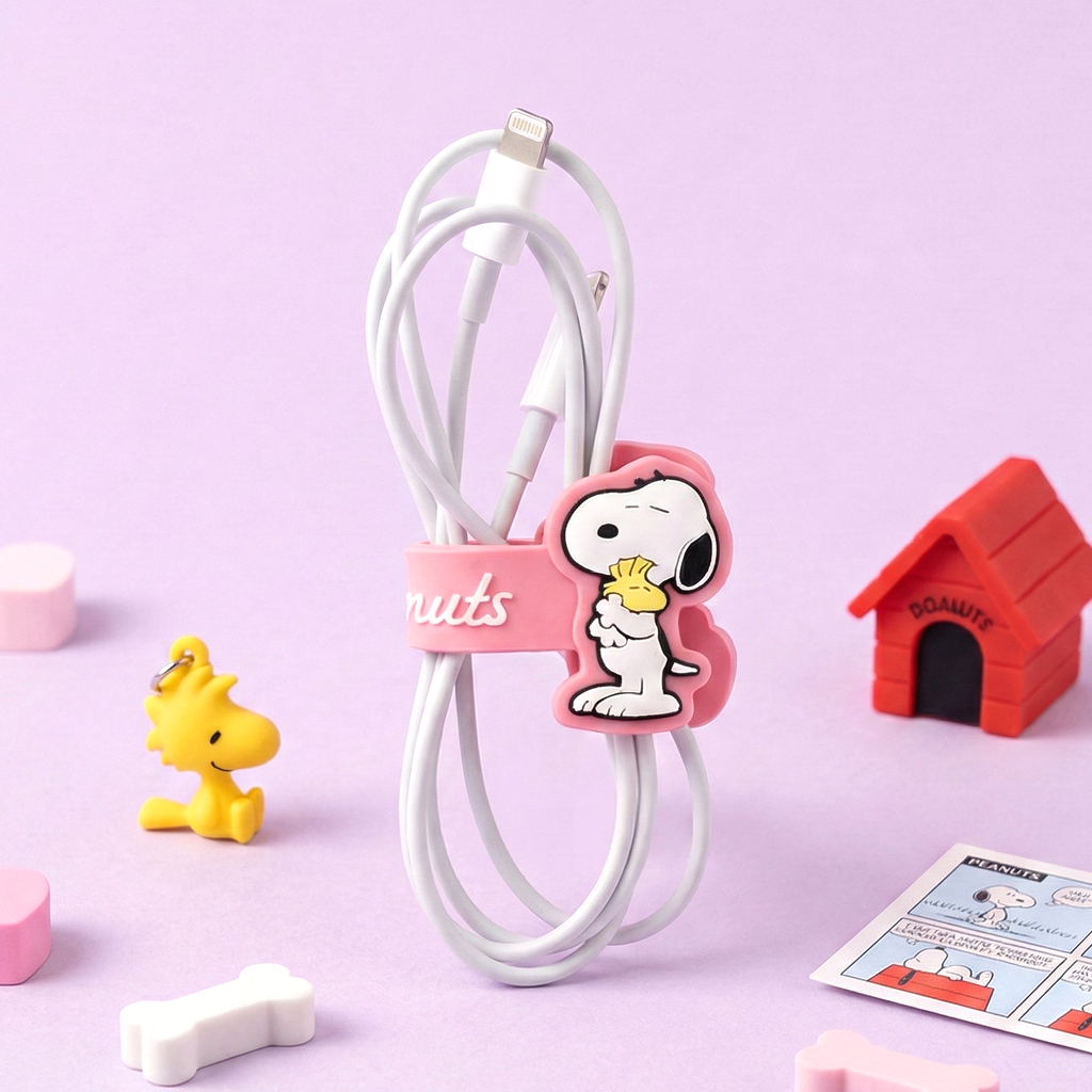 Sun-Star Peanuts Snoopy Cable Holder - Pink