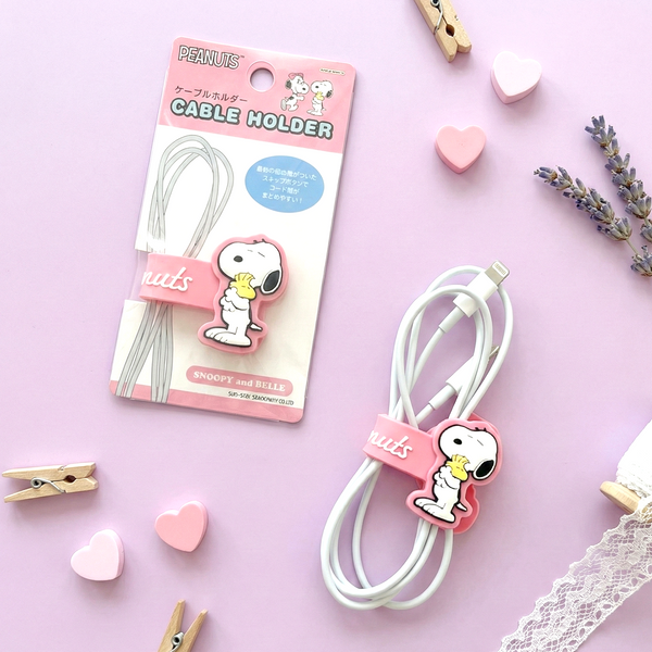 Sun-Star Peanuts Snoopy Cable Holder - Pink