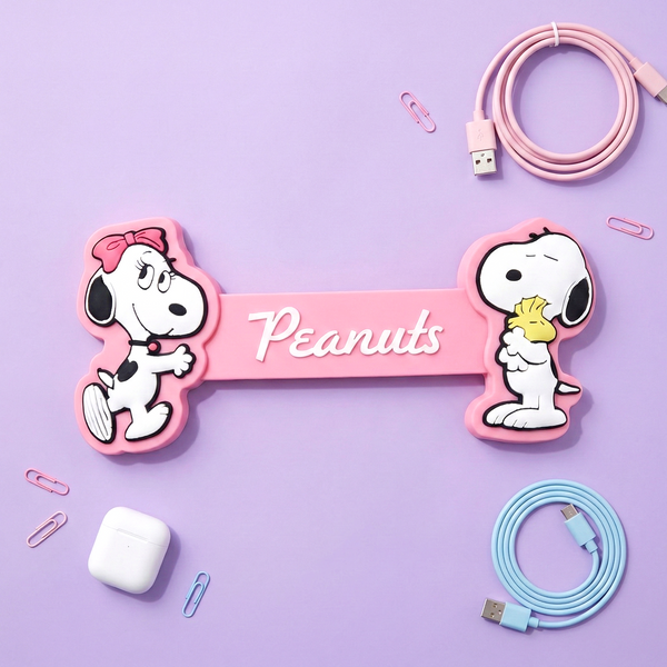 Sun-Star Peanuts Snoopy Cable Holder - Pink