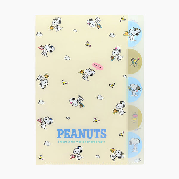 Sun-Star Peanuts Snoopy Folder With Dividers - Beige - Limited Edition