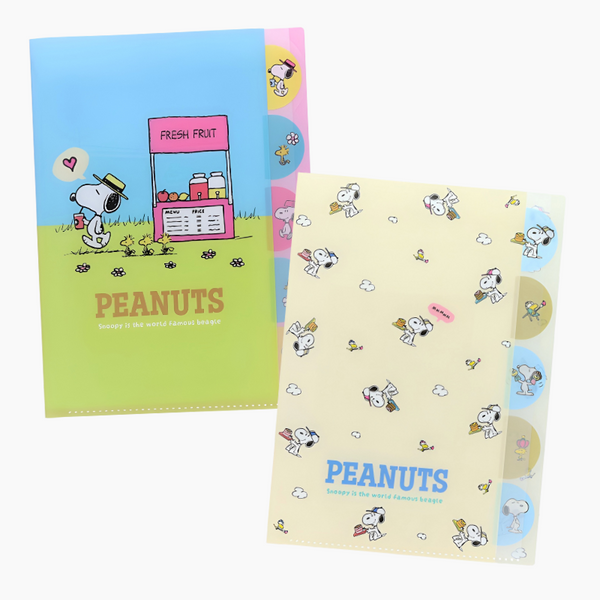 Sun-Star Peanuts Snoopy Folder With Dividers - Beige - Limited Edition