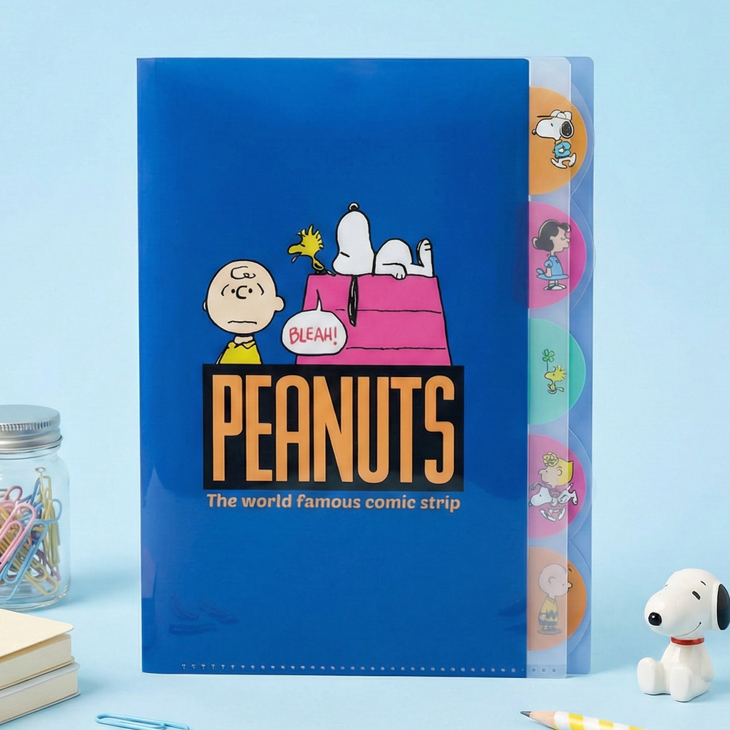 Sun-Star Peanuts Snoopy Folder With Dividers - Dark Blue - New Limited Edition