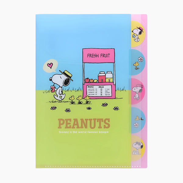 Sun-Star Peanuts Snoopy Folder With Dividers - Fruit Market - Limited Edition