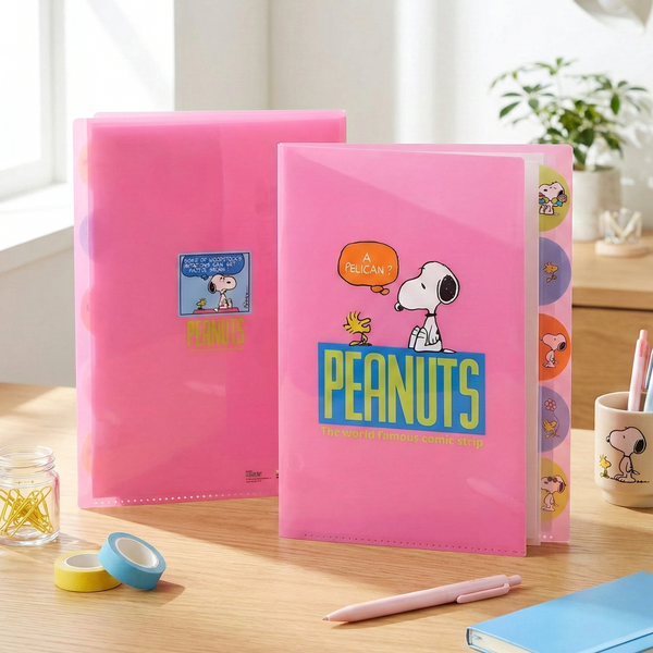 Sun-Star Peanuts Snoopy Folder With Dividers - Pink - New Limited Edition