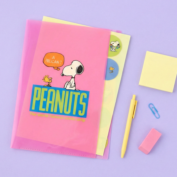 Sun-Star Peanuts Snoopy Folder With Dividers - Pink - New Limited Edition