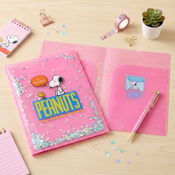 Sun-Star Peanuts Snoopy Glitter Folder - Pink - New Limited Edition