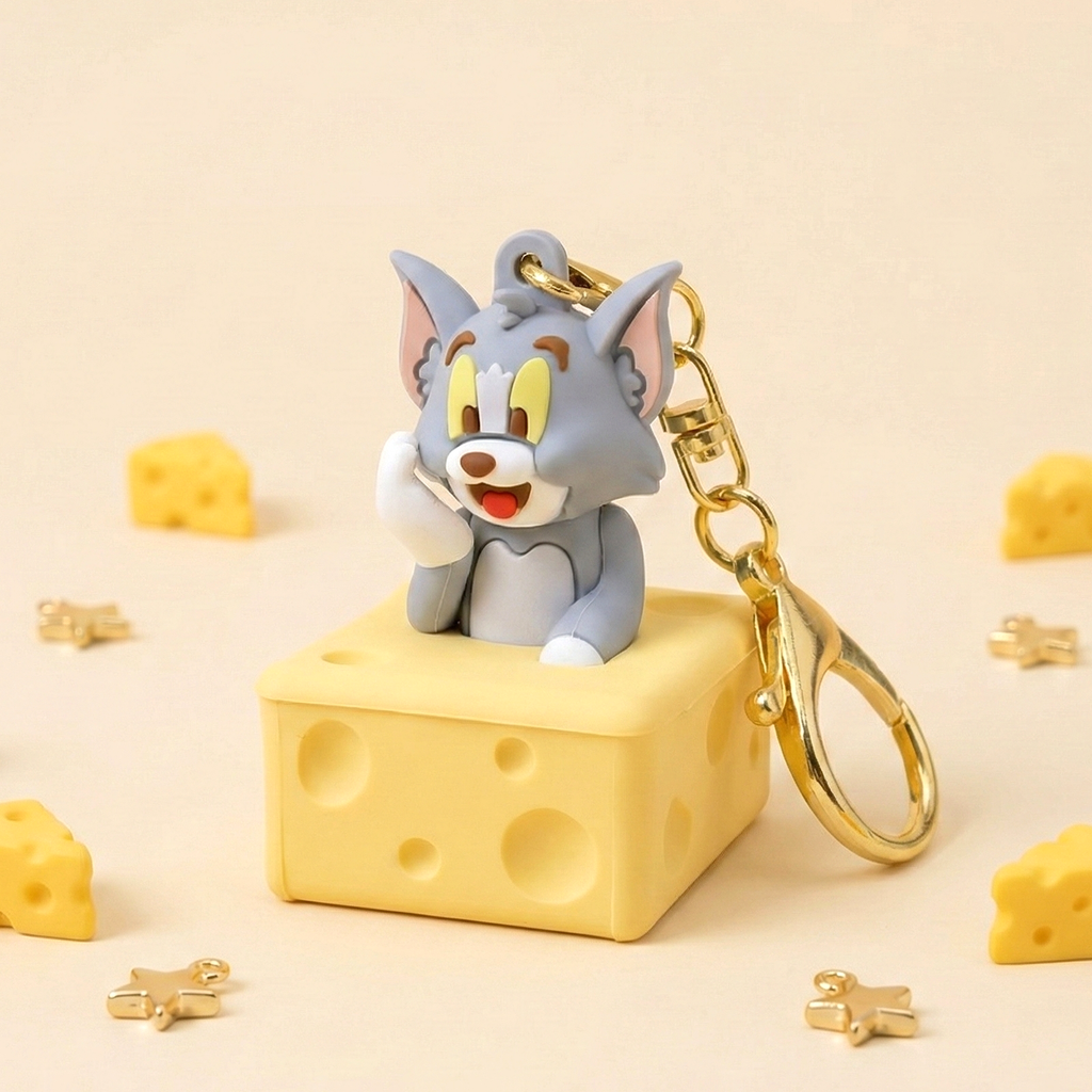 Tom & Jerry Pendant Keychain - I Love Cheese - Limited Edition - Tom