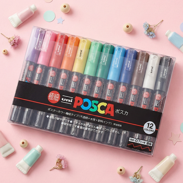 Uni Posca Paint Marker - Extra Fine Point - 12 Color Set