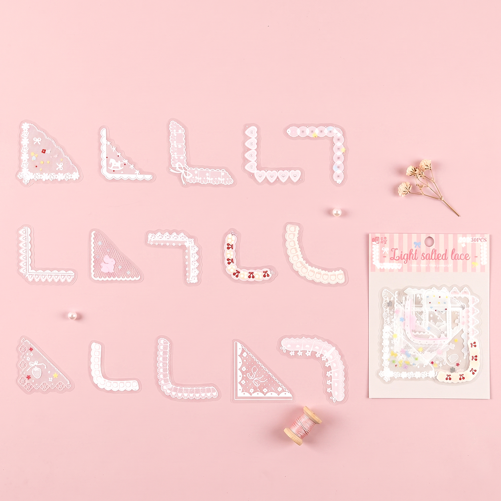 Vintage Lace Corner Stickers | Kawaii Pen Shop