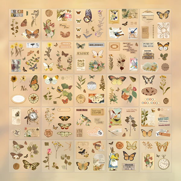 Vintage Nature Transparent Stickers - Large Boxed Set - 100 Pieces