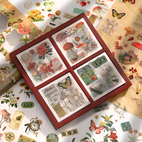 Vintage Nature Transparent Stickers - Large Boxed Set - 100 Pieces