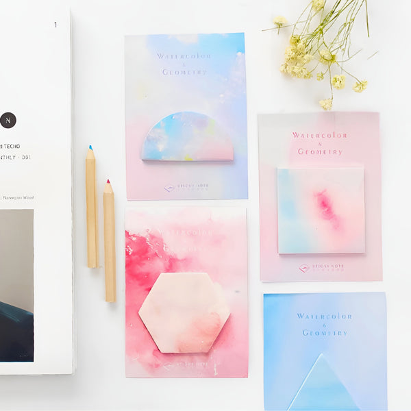 Sticky Note Watercolor Watercolor & Geometry Sticky Notes | Kawaii Pen Shop