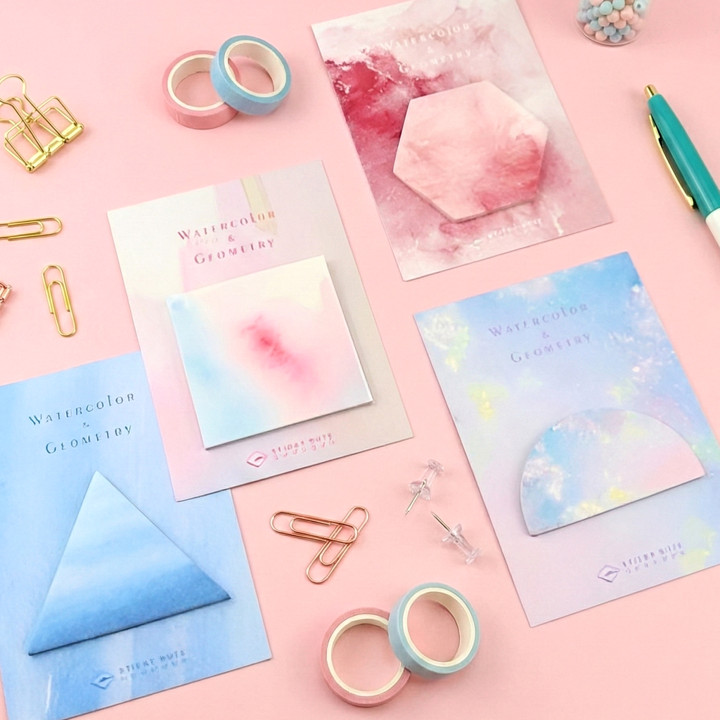 Polygon Sticky Notes Watercolor & Geometry Sticky Notes | Kawaii Pen Shop