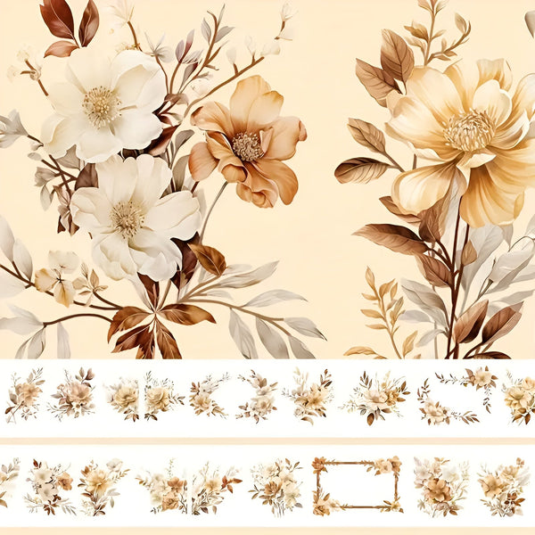White Flowers Clear Masking Tape - Extra Wide