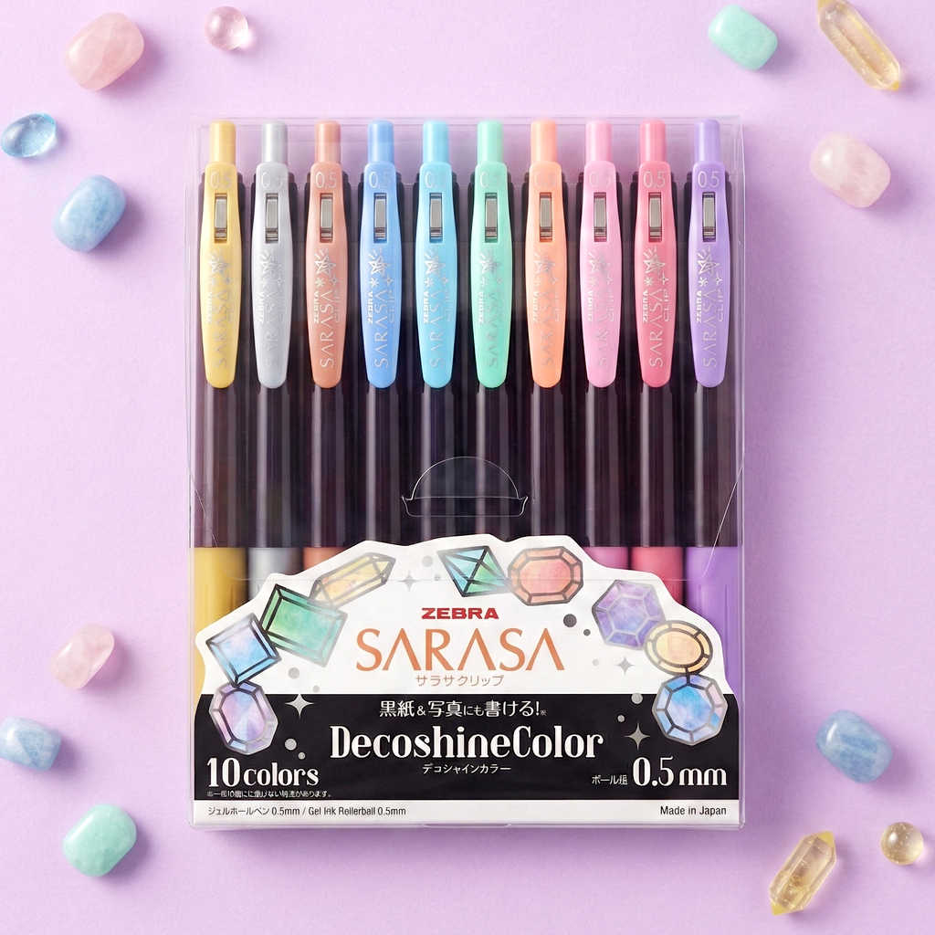 Zebra Sarasa Clip Gel Pen - Decoshine Color - 10 Color Set
