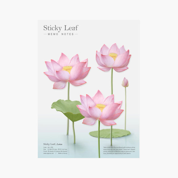 Appree Leaf Sticky Memo Notes - Pink Lotus