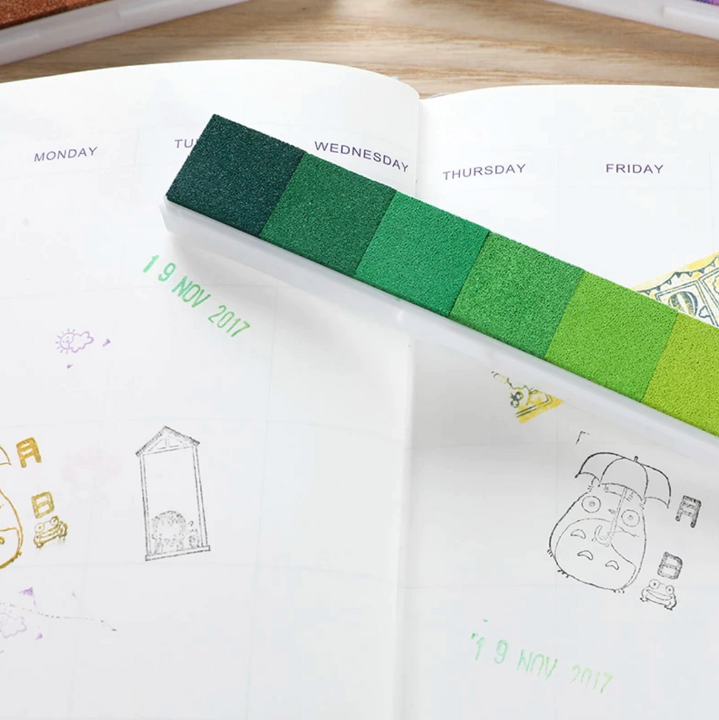 Green Ink Pad,Green, DIY Cute Watercolors Ink Pad Stamp Inkpad for Rubber  Stamp Scrapbook Decoration (Green Gradient)