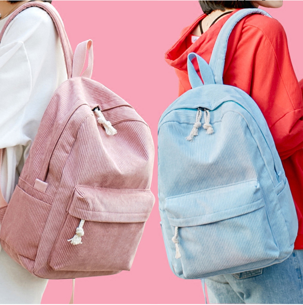 Ulzzang Style Korean Corduroy Backpack in Beige  Vintage backpacks, Womens  backpack, Backpack purse