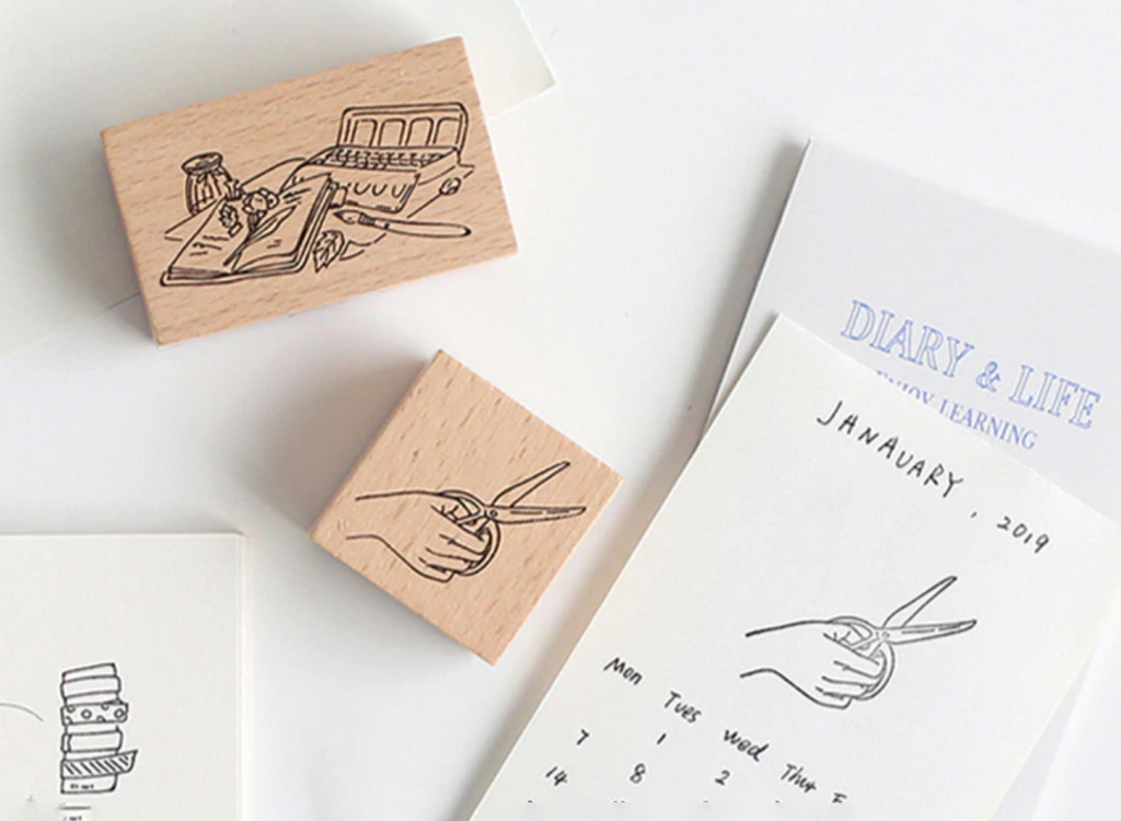 1 Box of Journal Wooden Stamps DIY Diary Stamps Scrapbook Stamps Small Journaling  Stamps 