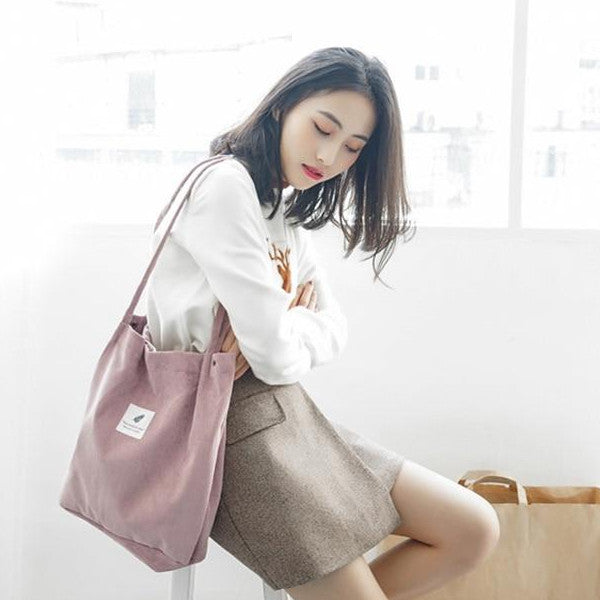 Korean Style Corduroy Tote Bag Kawaii Pen Shop