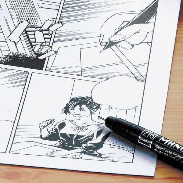 Kuretake ZIG Cartoonist Mangaka Flexible Pen - Medium - Black