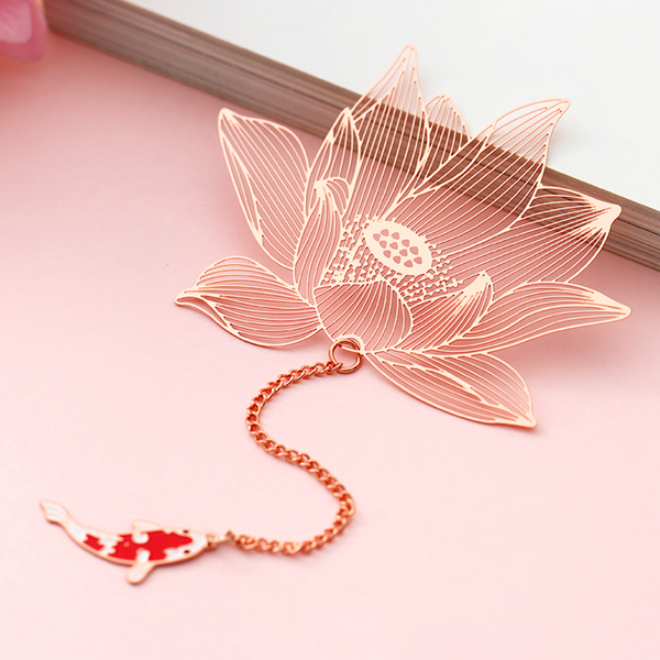 Lotus Flower & Koi Fish Pendant Bookmark
